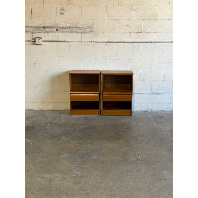 Teak Nightstands Set of 2 With Single Drawer and Open Shelf Danish Mid-Century Modern 1970s For Sale - Image 9 of 10
