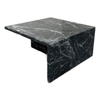 Italian Marble Waterfall Edge Square Side Table For Sale