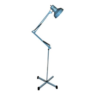 1950s Underwriters Lamp Swing Arm and Pedestal Powder Blue For Sale