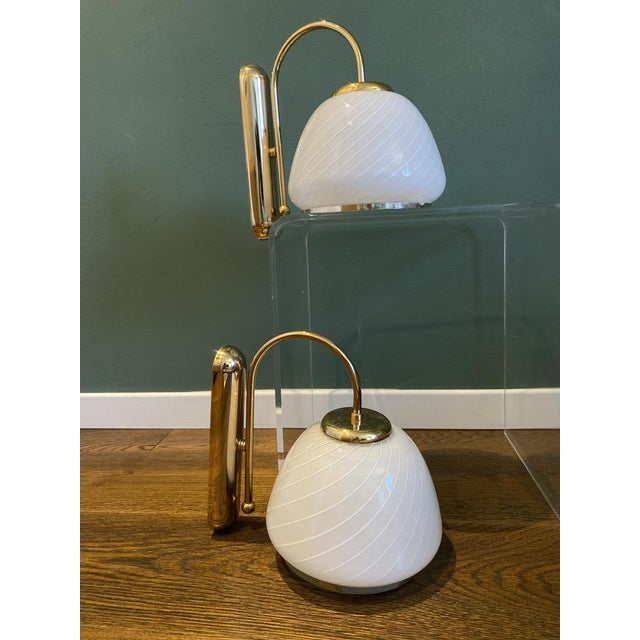 Cream Murano Glass Wall Lights from Millefiori, Set of 2 For Sale - Image 8 of 18