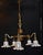 Art Deco French Brass Five-Light Chandelier with Opaline Glass Shades, 1920s For Sale - Image 3 of 18
