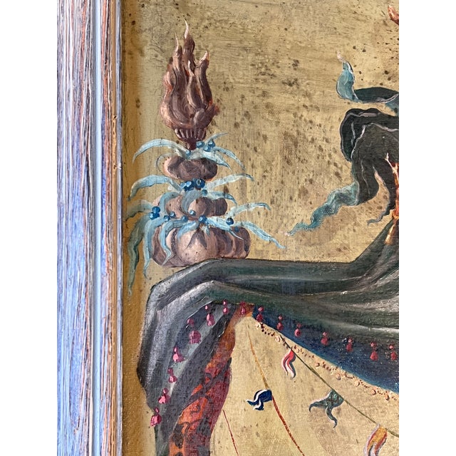 Wood 18th-Century Style Chinoiserie Commedia Dell'Arte Oil Painting in the Manner of Andien De Clermont Early 20th Century For Sale - Image 7 of 15