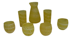 1960s Mid-Century Spaghetti String Glassware Set in Yellow - Set of 7