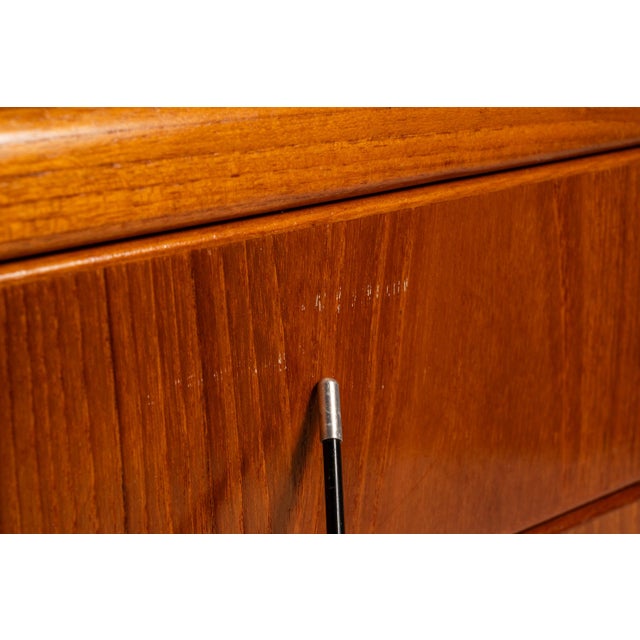 Mid-Century Danish Modern 2-Piece Cabinet / Sideboard / Credenza W/ Topper in Teak, Glass & Brass by D-Scan, C. 1980's For Sale - Image 17 of 18