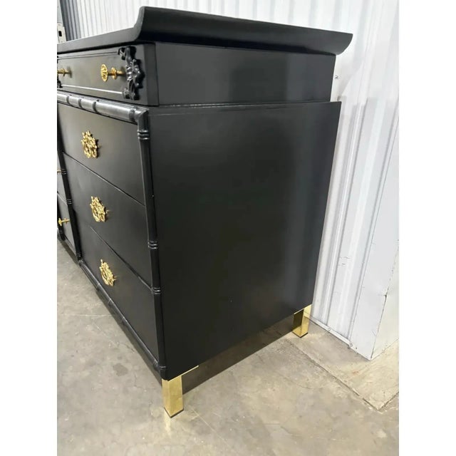 Mid 20th Century Rare Chinoiserie Pagoda Style Walnut Dresser For Sale - Image 11 of 12