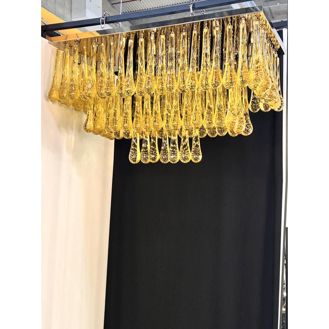 Glass Impressive Mid-Century Modern Amber "Drops Murano Glass Flush Mount For Sale - Image 7 of 8