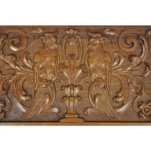 Renaissance Early 20th Century French Renaissance Figural Carved Walnut Parrot Bird & Faces Small Coffee Table For Sale - Image 3 of 11