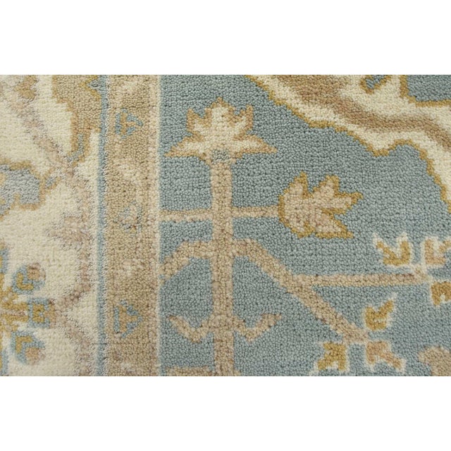 Oushak Rug 5’1” X 8’2” Blue Wool Tribal Hand-Knotted Oriental Carpet For Sale - Image 9 of 14
