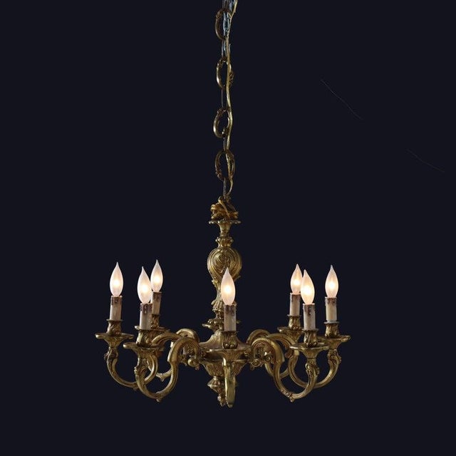 Antique French Louis XIV Gilt Bronze 8 Light Chandelier C1900 For Sale - Image 9 of 10