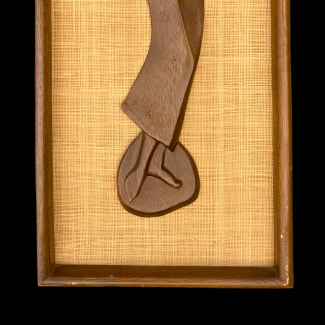 Mid 20th Century Vintage Mid-Century Modern Hand-Carved Wooden Dancer Figural Wall Plaque For Sale - Image 5 of 6