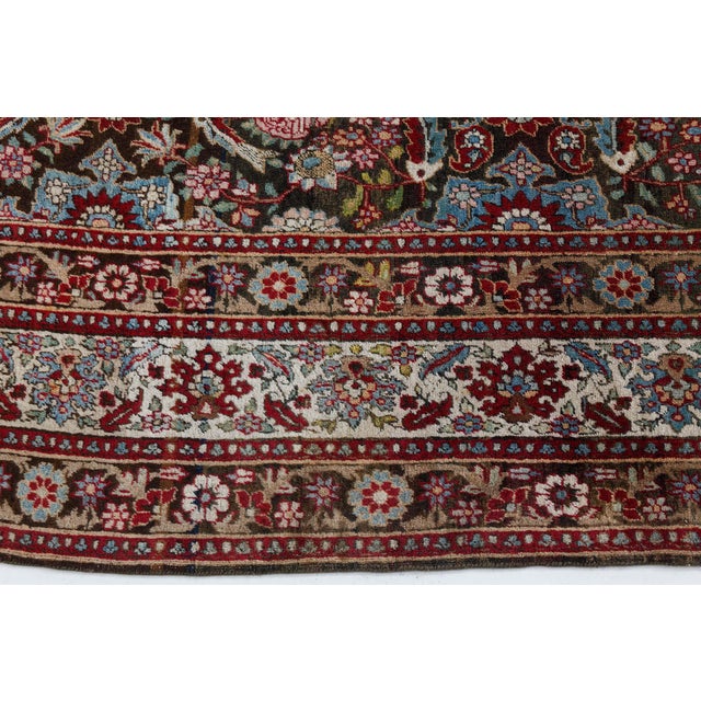 Antique Persian Tabriz Botanic Handmade Wool Rug For Sale In New York - Image 6 of 8