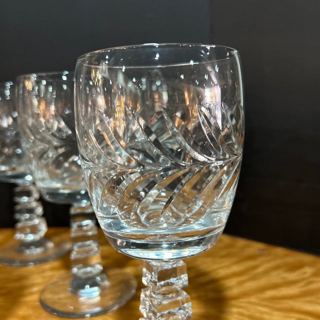 Contemporary 1990s Wreath by Rock Sharpe Crystal Wine Glasses Set of 7 For Sale - Image 3 of 4