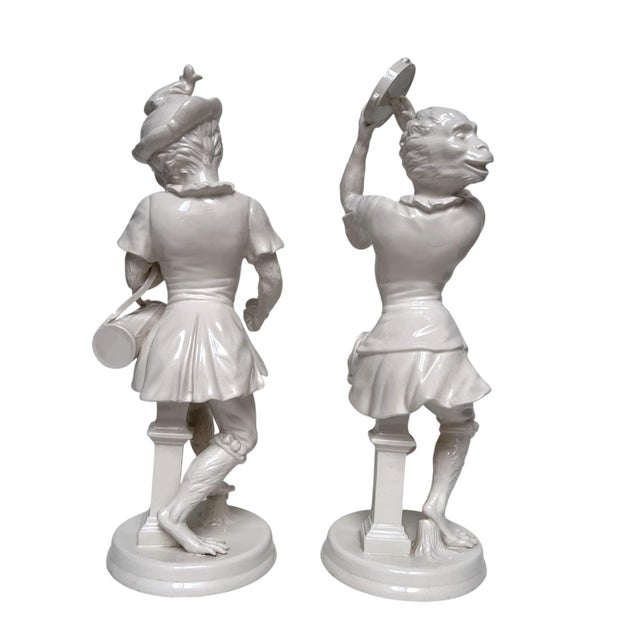 Presenting a captivating pair of Mid-20th Century Italian Singerie Porcelain Monkey Musicians, crafted in the 1950s and...