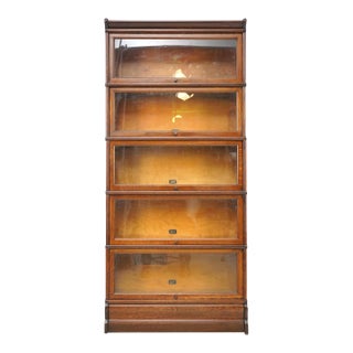 Antique Five Section Oak Hale Barrister Bookcase For Sale
