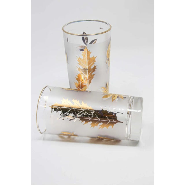 Vintage Eight Highball Gold Glasses in a Brass Cart by Fred Press - 9 Pieces For Sale - Image 10 of 13