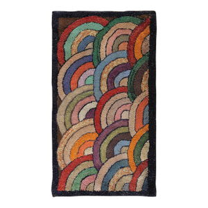 Amazing Multi Color and Geometric Desing Border Antique American Hooked Rug