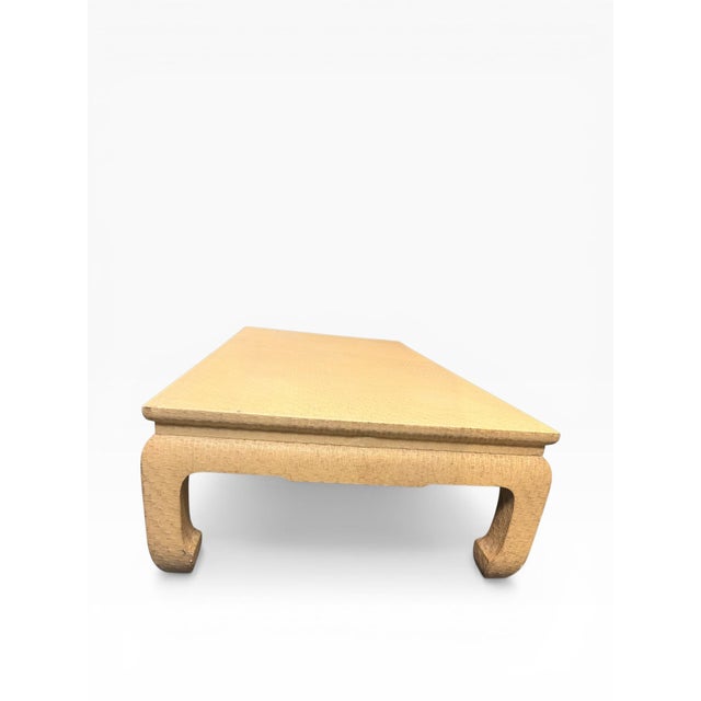 1980s Vintage Baker Raffia Wrapped Ming Style Coffee Table, 55” For Sale - Image 5 of 9