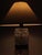 Brown Mid-Century Modern Textured Glass and Wooden Table Lamp, 1960s For Sale - Image 8 of 9
