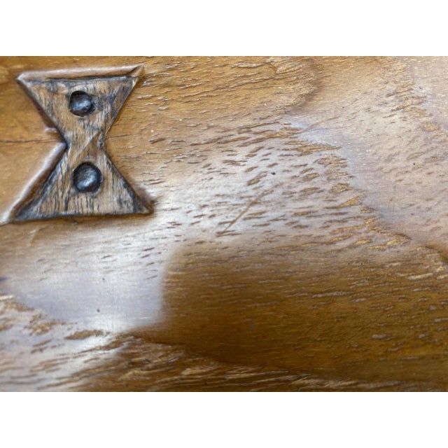 Wood Andrianna Shamaris Midcentury Couture Teak Round Table with Butterflies Inlaid For Sale - Image 7 of 18