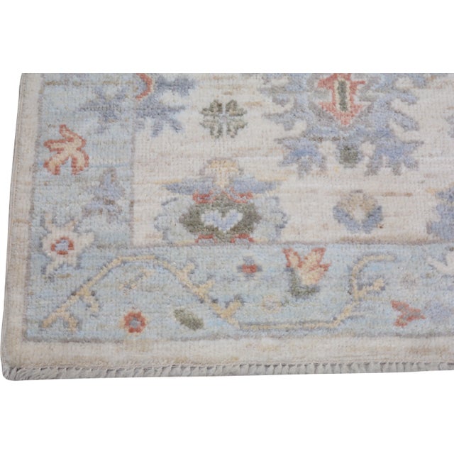 Turkish Turkish Oushak Hand Knotted Wool Rug, 3'x10' For Sale - Image 3 of 5