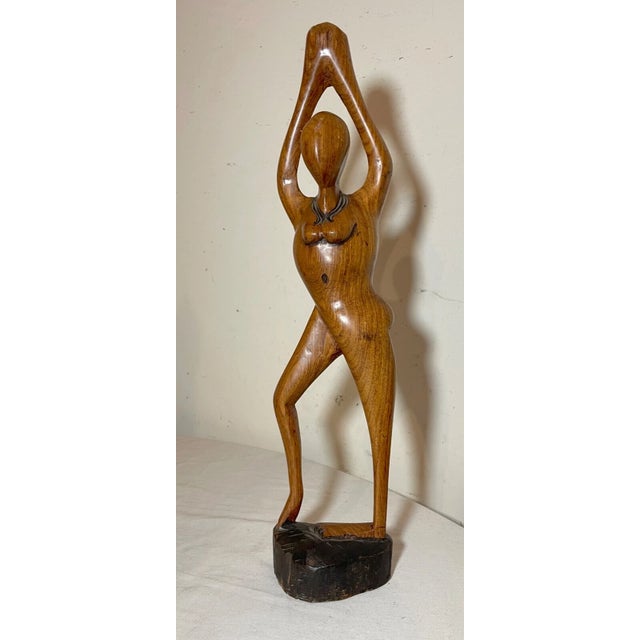 Antique Hand Carved Abstract Modernist Nude Lady Wood Figural Sculpture Statue For Sale - Image 10 of 13