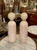 This product is a pair of modern Murano glass lamps featuring a beautiful combination of pale pink and gold colors. The...