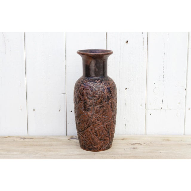 Brown Distressed Brown Thai Vase For Sale - Image 8 of 8