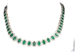 33.76 Ct Natural Emerald & Diamond Necklace Platinum