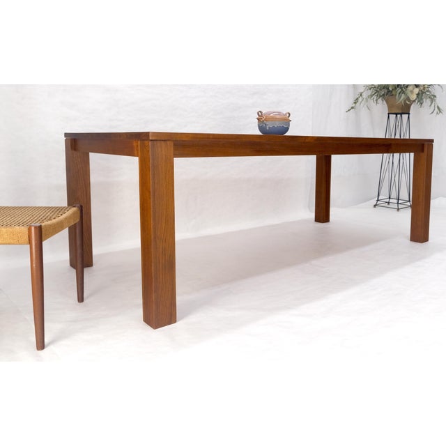 Massive Solid TEAK 41x87 Dining Conference Table Parsons Style MINT For Sale - Image 11 of 11