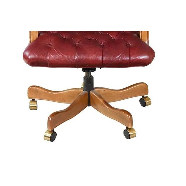 Chesterfield Style Tufted Leather High Back Executive Office Chair For Sale - Image 9 of 13