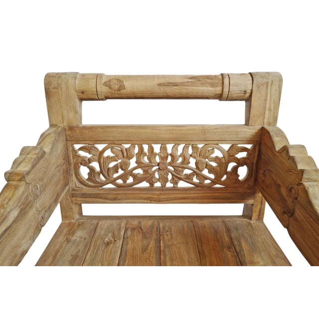 Wood Vintage Outdoor Bali Roll Back Arm Chair For Sale - Image 7 of 9