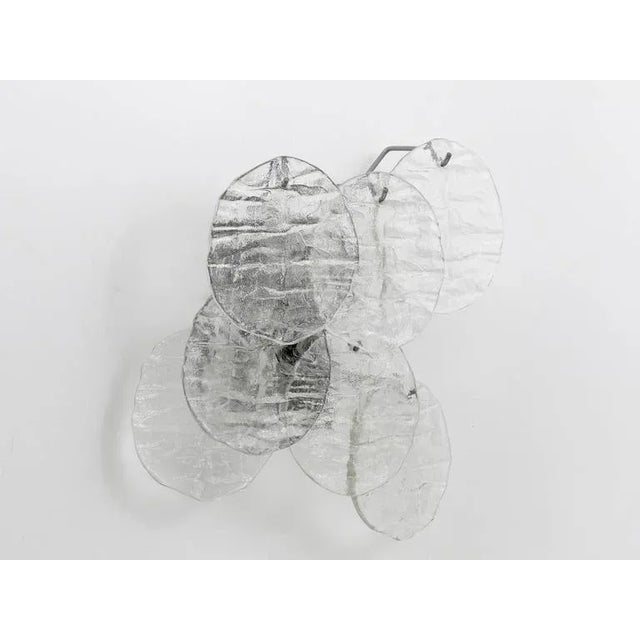 Blatt Ice Glass Disc Sconce by J. T. Kalmar for Kalmar, Austria, 1960s For Sale - Image 6 of 11