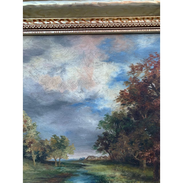 Early 20th Century Antique Hand Painted Framed Oil on Canvas Landscape Painting, Early 20th Century For Sale - Image 5 of 10