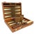 Vintage Mid-Century Cream and Brown Striped Backgammon Game Set in Travel Case For Sale
