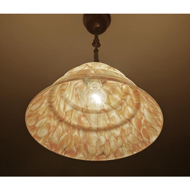 Art Deco Pendant Light in Pink Coral Glass, 1930s For Sale - Image 15 of 18