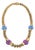 Mid 20th Century Pink Blue Translucent Acrylic Button 14k Yellow Gold Woven Necklace For Sale
