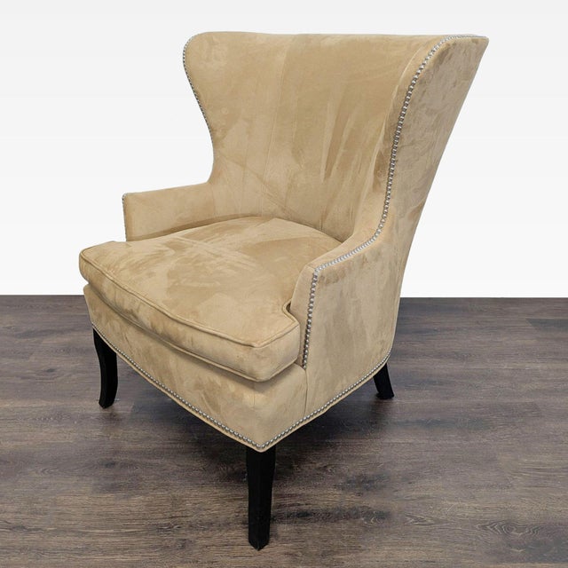 Williams-Sonoma Williams Sonoma Home Tan Lounge Chair With Nailhead Trim For Sale - Image 4 of 10