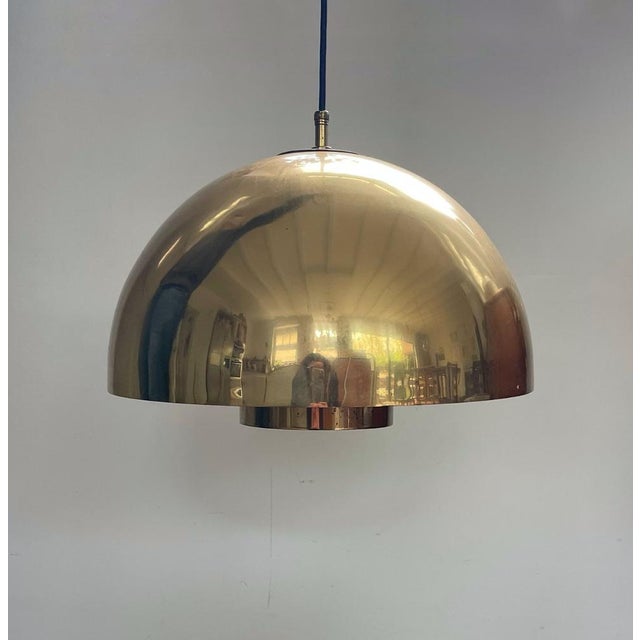 Dome Brass Pendant Lamp attributed to Wiener Werkstätten, Münich, Germany, 1940s For Sale - Image 4 of 10