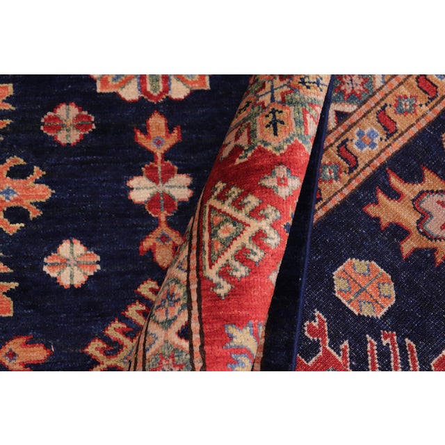 Blue Bohemian Super Kazak Blue/Red Wool Rug - 8'2'' X 10'4'' For Sale - Image 8 of 10