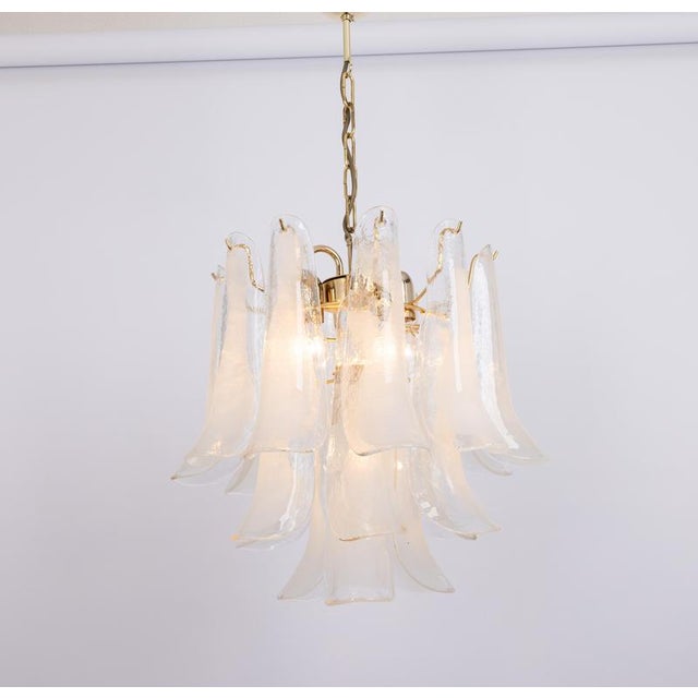 White Large Murano Glass Petals Chandelier, 1980s For Sale - Image 8 of 18