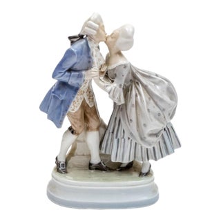 Royal Copenhagen Porcelain Kissing Couple Figurine | Model #2046 | 18th Century Gallant Series | Denmark For Sale