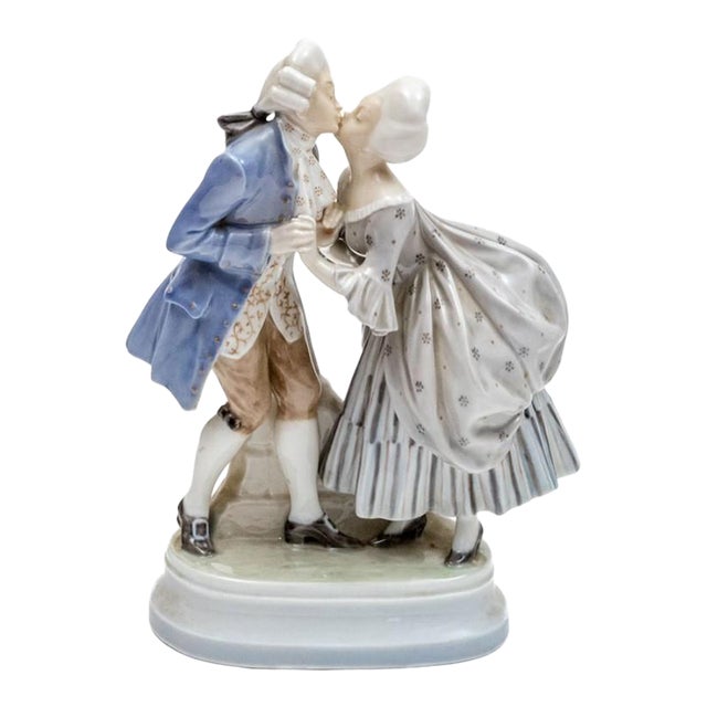 Royal Copenhagen Porcelain Kissing Couple Figurine | Model #2046 | 18th Century Gallant Series | Denmark For Sale