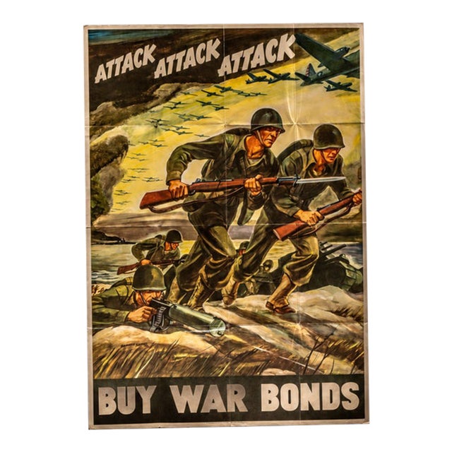 Vintage WWII-Era War Bonds Propaganda Poster For Sale