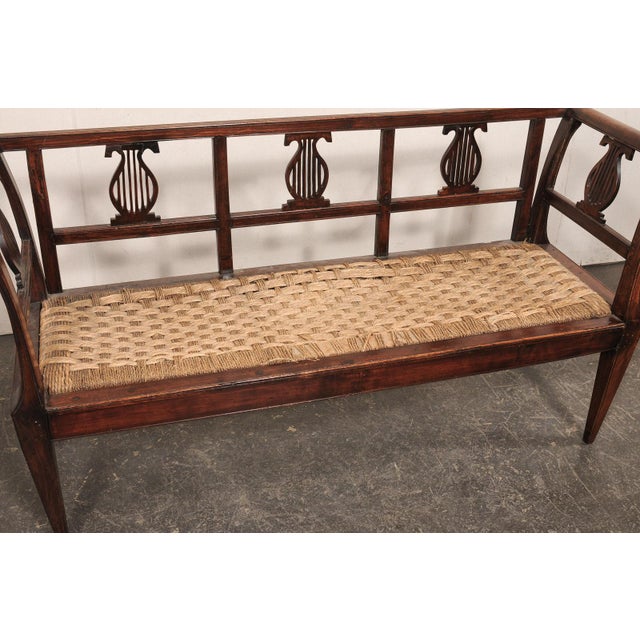Italian 19th C. Lyre Splat Back Sofa Bench For Sale - Image 11 of 12