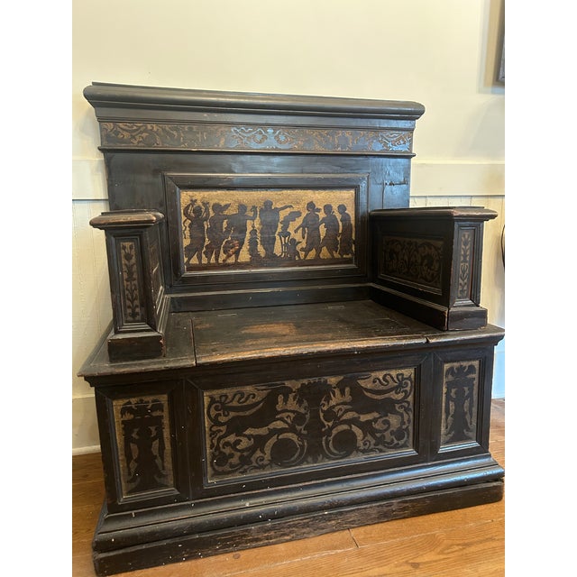 Burnt Umber 19th Century Italian Walnut Entryway Bench For Sale - Image 8 of 8