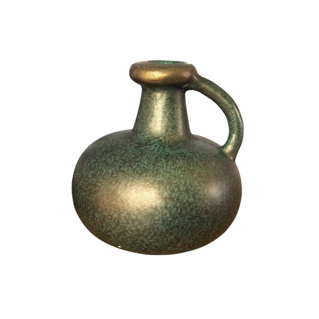 Mid-Century Modern Late 20th Century Decorative Green & Gold Jug For Sale - Image 3 of 6