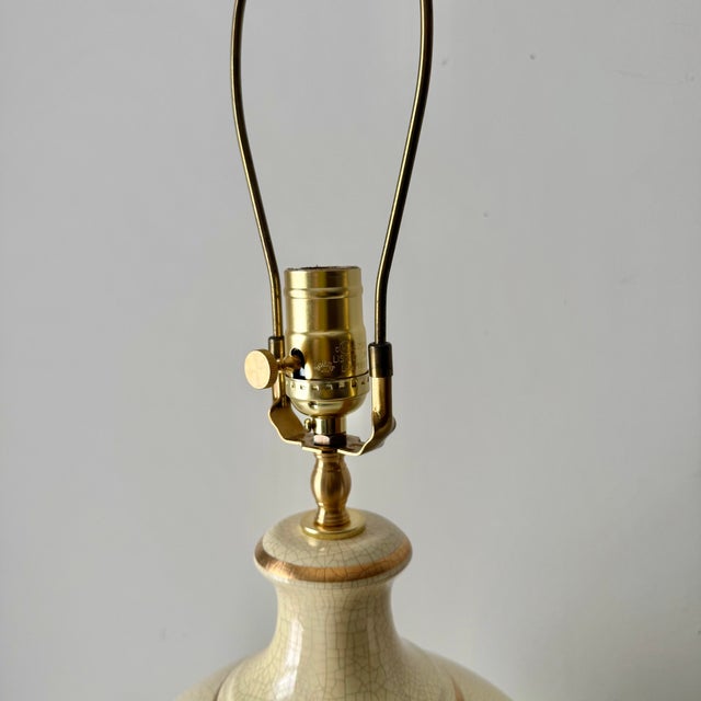 Wood Mid 20th Century Tobacco Leaf Motif Table Lamp For Sale - Image 7 of 11