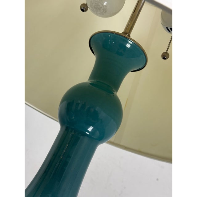 Teal Christopher Spitzmiller Cameron in Hydrangea Table Lamps, Pair For Sale - Image 8 of 12