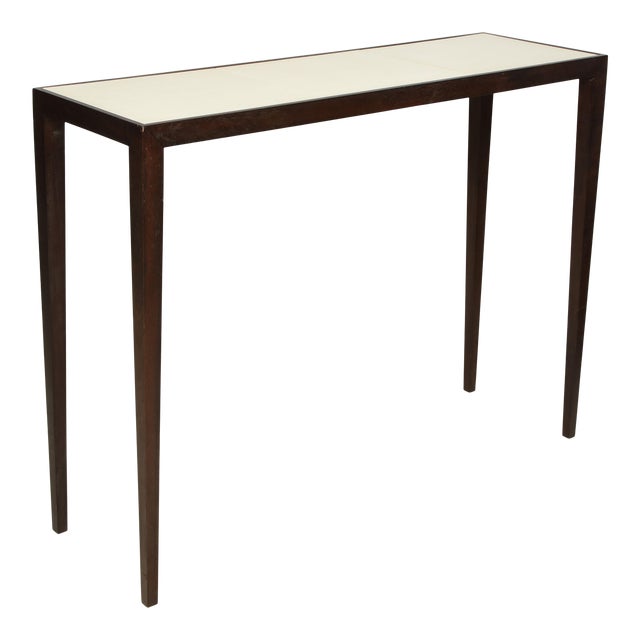 Bespoke Parchment Top Mahogany Console Table For Sale