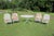 Coastal Wrought Iron Patio Set With Dogwood Motifs—Table and Four Armchairs With Covers, 5 Pieces For Sale - Image 3 of 18